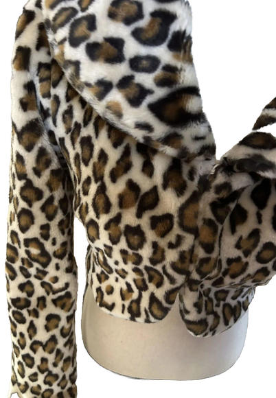 Wet Seal Tan Gold Ivory Animal Print Jacket Size M 100% Polyester  Collar - Picture 3 of 4